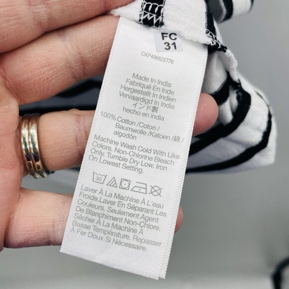 Madewell Womens Medium Perfect Crewneck Tee in Allday Jersey White Striped 133 - Picture 10 of 10